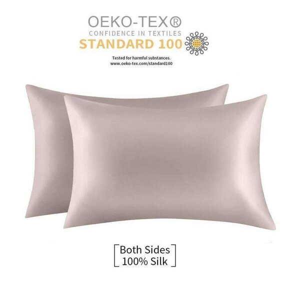 NEW The Golden Arch 100% Silk 22 Momme Pillowcase Pink, Size F - Picture 4 of 14